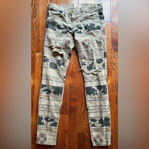 Current Elliott Ankle Skinny Jeans Women’s 27 Low Rise Tribal Destroyed Denim